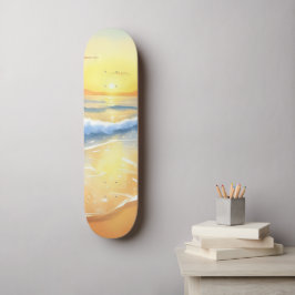 Oceaan golven zonsondergang | Strand aquarel Persoonlijk Skateboard