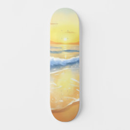 Oceaan golven zonsondergang | Strand aquarel Persoonlijk Skateboard