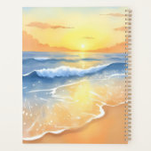 Oceaan golven zonsondergang | Strand aquarel Planner (Achterkant)