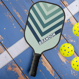 Oceaan Groen Nostalgische Vintage Chevron met Naam Pickleball Paddle