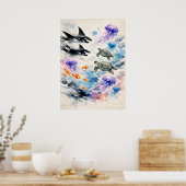 Oceaan Harmonie Waterverf Zeeleven Kunst Poster (Keuken)