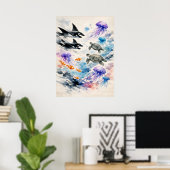 Oceaan Harmonie Waterverf Zeeleven Kunst Poster (Thuiskantoor)