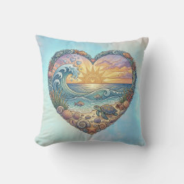 Oceaan Hart Kustgolf Zee Schildpad Strand Zonsonde Kussen