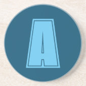 Oceaan & Hemelblauwe Initiële Monogram Calligrafie Zandsteen Onderzetter (Voorkant)