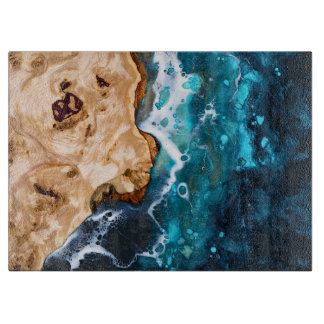 Oceaan Hout Hars Stijl Glas Snijplank