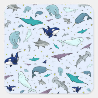 Oceaan in Blauw Vierkante Sticker