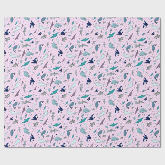 Oceaan in roze cadeaupapier (Vlak)