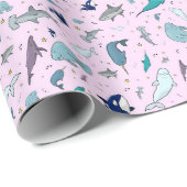 Oceaan in roze cadeaupapier (Rol Hoek)