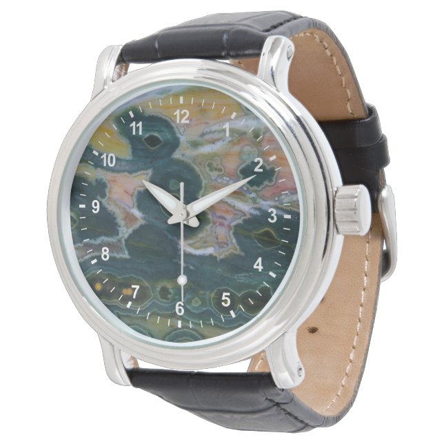 Oceaan Jasper Slab Horloge (Gekanteld)