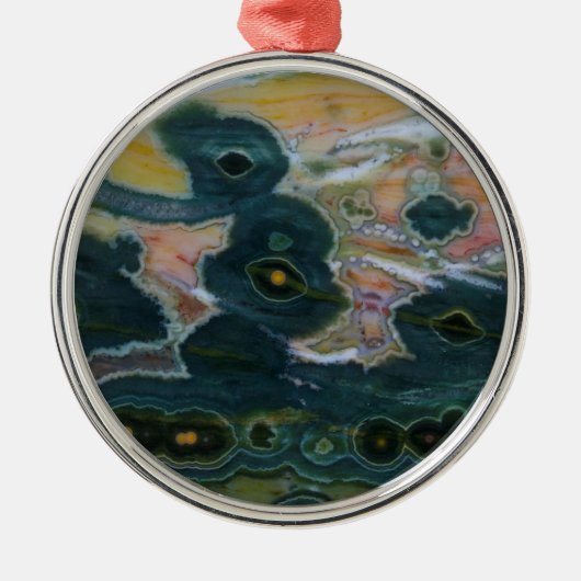 Oceaan Jasper Slab Metalen Ornament (Voorkant)