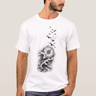 Oceaan Kompas Vogels Golf T-Shirt