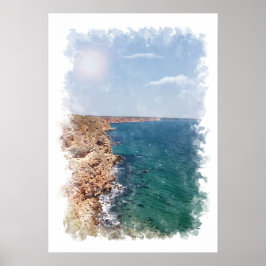 Oceaan Landschap - Waterverf Poster