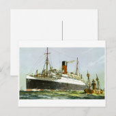  Oceaan Liner en Tugboot Briefkaart (Voorkant / Achterkant)