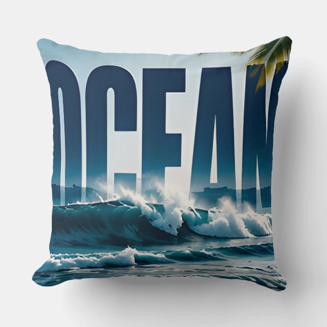 Oceaan Luxe Kust Editorial Grafisch Ontwerp Kussen (Voorkant)