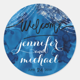 Oceaan marine ombre blauwe welkom ronde sticker