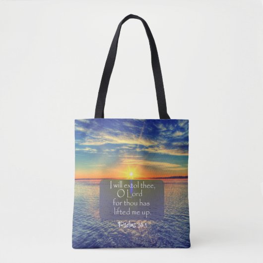 Oceaan met Psalmen Bijbelvers Tote Bag (Voorkant)