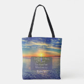 Oceaan met Psalmen Bijbelvers Tote Bag (Achterkant)