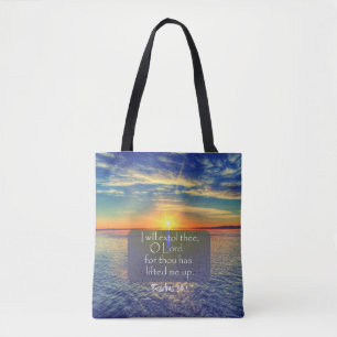 Oceaan met Psalms Bijbelse Verse Tote Bag