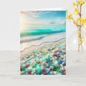  Oceaan met Zee Glass Happy Jubileum Kaart (Gele Bloem)