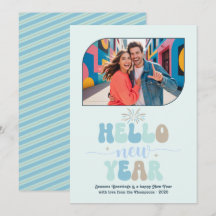 Oceaan Mist Hello Nieuw Jaar Blauw Retro Foto