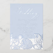 Oceaan Moderne Echt Zilveren Folie Trouw Uitnodigi Folie Uitnodiging (Voorkant)