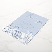 Oceaan Moderne Echt Zilveren Folie Trouw Uitnodigi Folie Uitnodiging (Gedraaid)