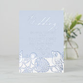 Oceaan Moderne Echt Zilveren Folie Trouw Uitnodigi Folie Uitnodiging (Staand Voorkant)