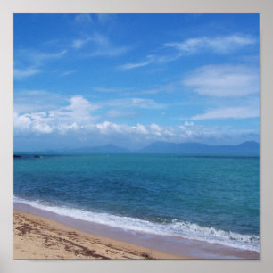 oceaan, natuur, water, lucht, reizen, strand, poster