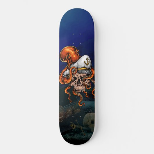 Oceaan Octopus Kapiteins Schedel Schat Persoonlijk Skateboard (Voorkant)
