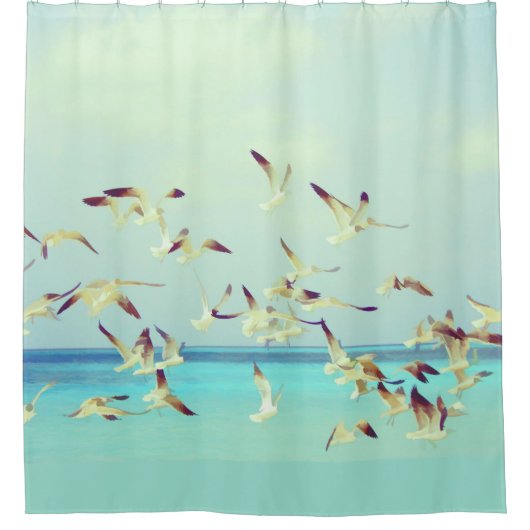 Oceaan of Zee Vogelmeeuw tijdens de vlucht Douchegordijn (Voorkant)