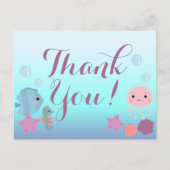 Oceaan onder de zee Dier Baby Shower Bedankt Briefkaart (Voorkant)