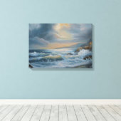 Oceaan onder een stormachtige hemel canvas print (Insitu (Houten vloer))