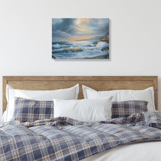 Oceaan onder een stormachtige hemel canvas print (Insitu (Slaapkamer))