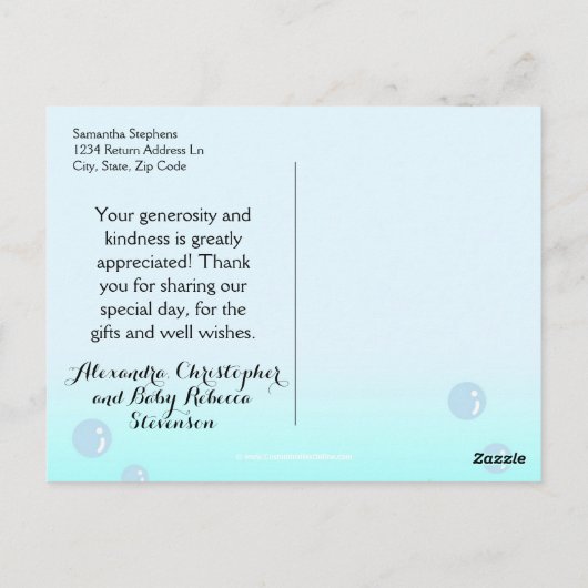 Oceaan onder het Zee Dier Baby shower Dank u Briefkaart (Achterkant)