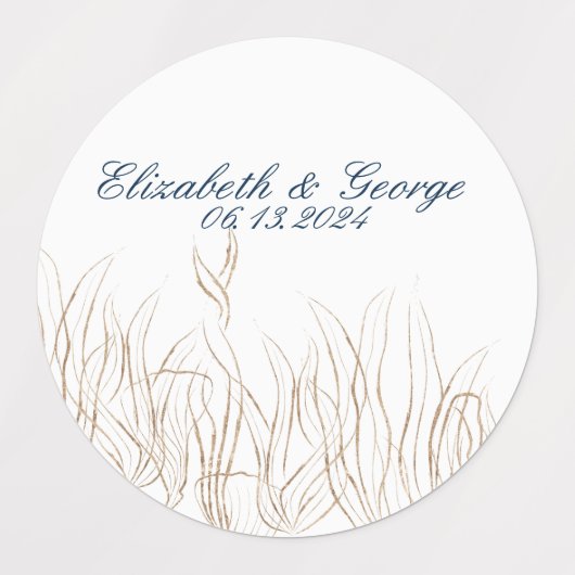 Oceaan Onder het Zee Elegante Bruiloft Labels (Design 2)