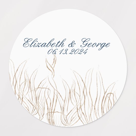 Oceaan Onder het Zee Elegante Bruiloft Labels (Design 1)