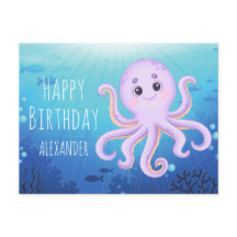 Oceaan Onderwater Schattige Octopus Gelukkige Verj