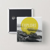 Oceaan | Onderzoek het wereldcitaat Vierkante Button 5,1 Cm (Voorkant /achterkant)