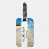 oceaan op een tropisch strand bagagelabel (Achterkant verticaal)