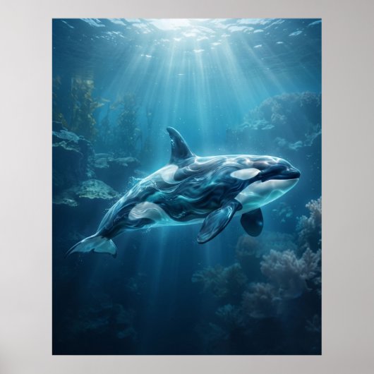 Oceaan Orca Arctisch Blauw Diepten Poster (Voorkant)