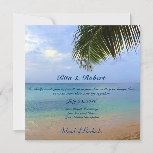 oceaan | Palm | Huwelijksuitnodiging Semi-Gloss Kaart (Voorkant)