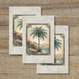 Oceaan Palm Tree Beach Ephemera 3 Decoupage Tissuepapier