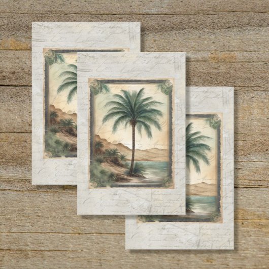 Oceaan Palm Tree Beach Ephemera 3 Decoupage Tissuepapier