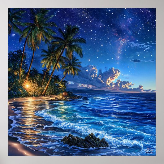 🌴 Oceaan Palmboom Zeegezicht Decoratie Cadeau Voo (Voorkant)