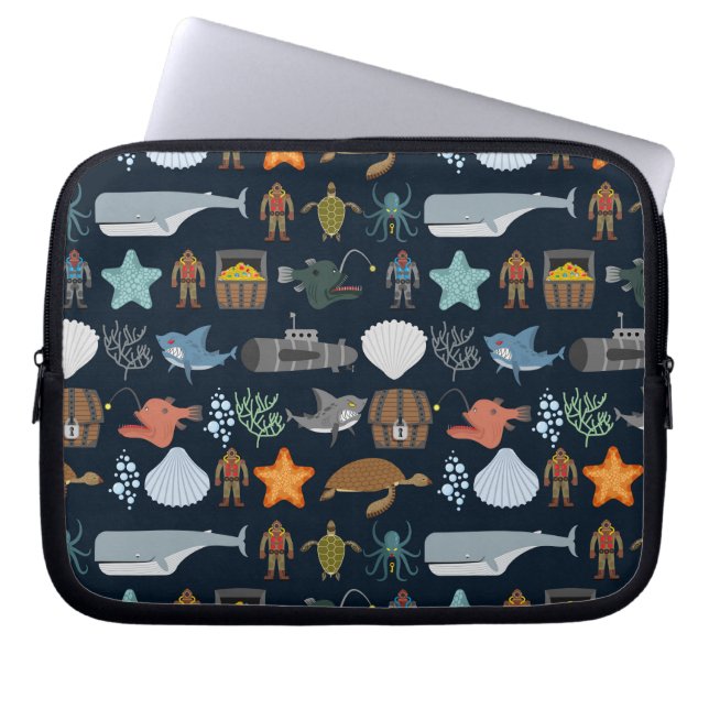 Oceaan Patroon 1 van Inwoners Laptop Sleeve (Voorkant)