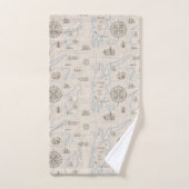  oceaan plattegrond bad handdoek (Handdoek)