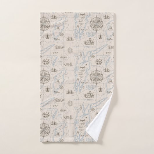  oceaan plattegrond bad handdoek (Handdoek)