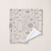  oceaan plattegrond bad handdoek (Wasdoekje)