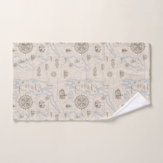  oceaan plattegrond bad handdoek (Handdoek)