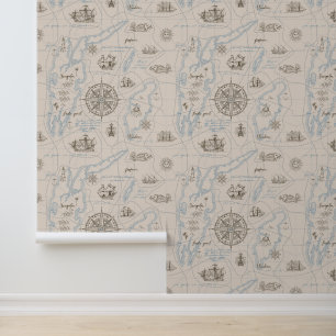  oceaan plattegrond behang